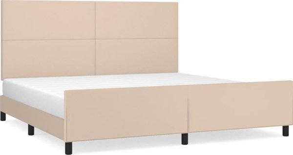vidaXL Rama κρεβατιού με προσκέφαλο, cappuccino, 200x200 cm, συνθετικό δέρμα