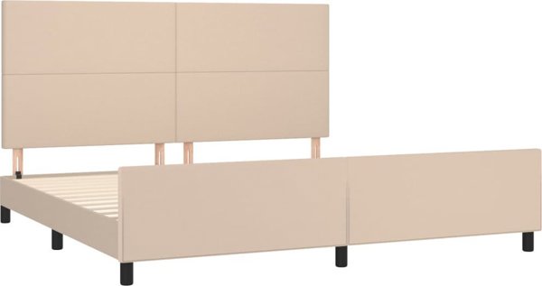 vidaXL Rama κρεβατιού με προσκέφαλο, cappuccino, 200x200 cm, συνθετικό δέρμα