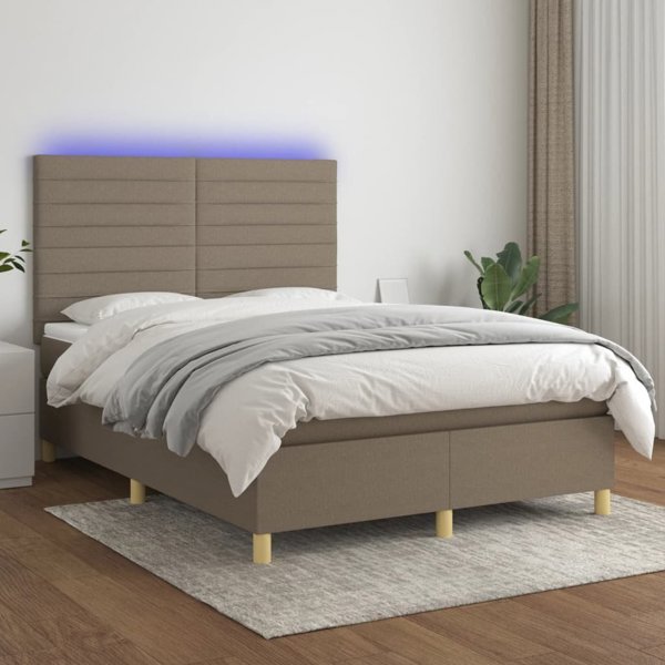 vidaXL Κρεβάτι Continental με Στρώμα, taupe, 140x200 cm, ύφασμα