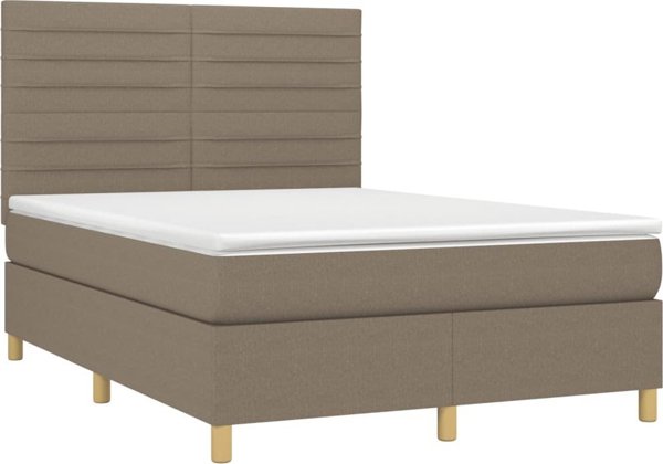 vidaXL Κρεβάτι Continental με Στρώμα, taupe, 140x200 cm, ύφασμα