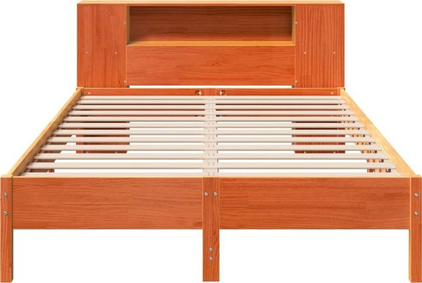 vidaXL Κρεβάτι με ράφι χωρίς στρώμα 150x200 εκ από μασίφ πεύκο