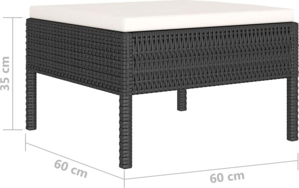 vidaXL VidaXL 6-cz. zestaw wypoczynkowy do ogrodu, poduszki, czarny rattan PE