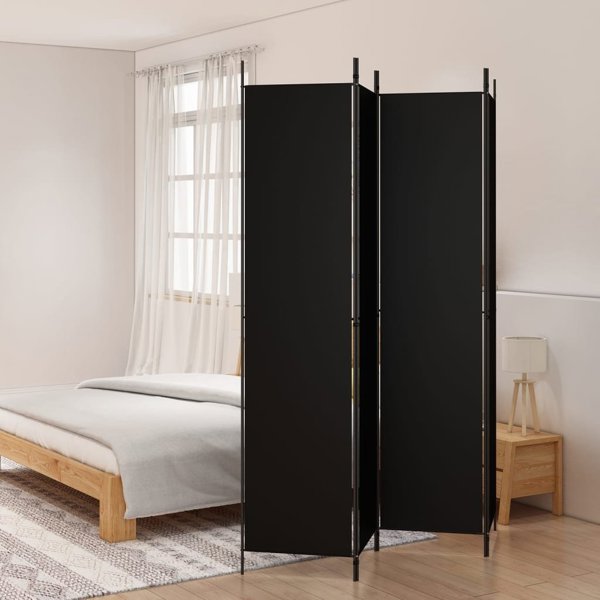 vidaXL vidaXL Parawan 4-panelowy, czarny, 200x220 cm, tkanina