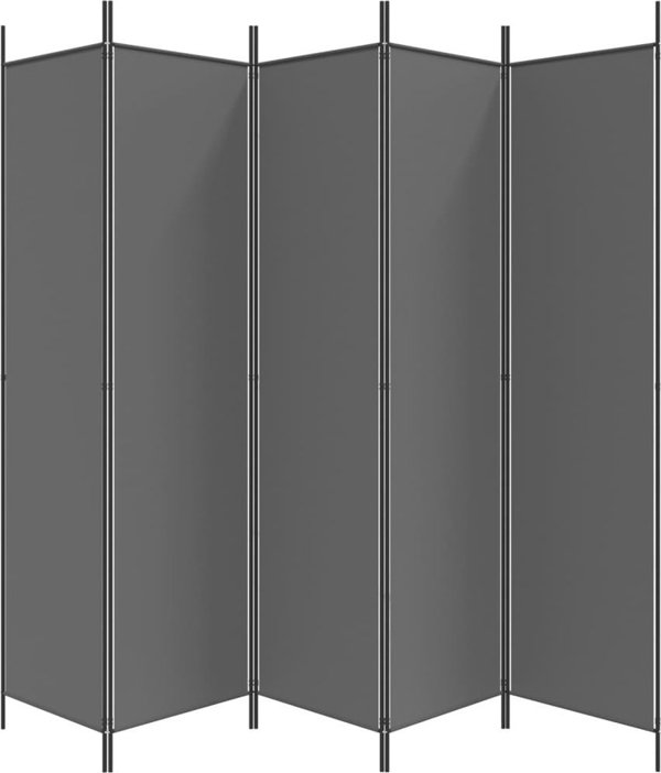 vidaXL vidaXL Parawan 5-panelowy, antracytowy, 250x200 cm, tkanina