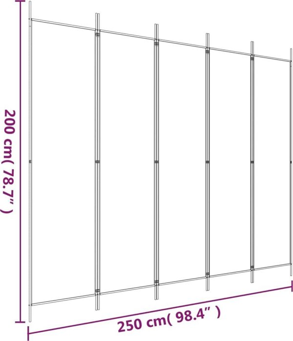 vidaXL vidaXL Parawan 5-panelowy, antracytowy, 250x200 cm, tkanina