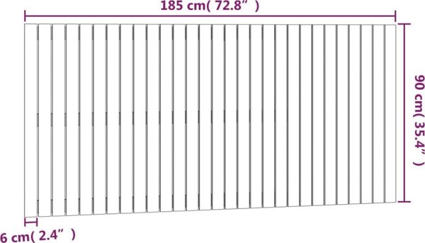 vidaXL Κεφαλάρι κρεβατιού, γκρι, 185x3x90 εκ., μασίφ πεύκο