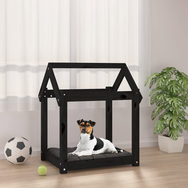 vidaXL vidaXL Legowisko dla psa, czarne, 61x50x70 cm, lite drewno sosnowe