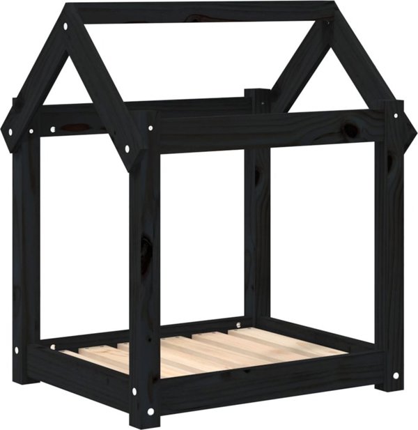 vidaXL vidaXL Legowisko dla psa, czarne, 61x50x70 cm, lite drewno sosnowe
