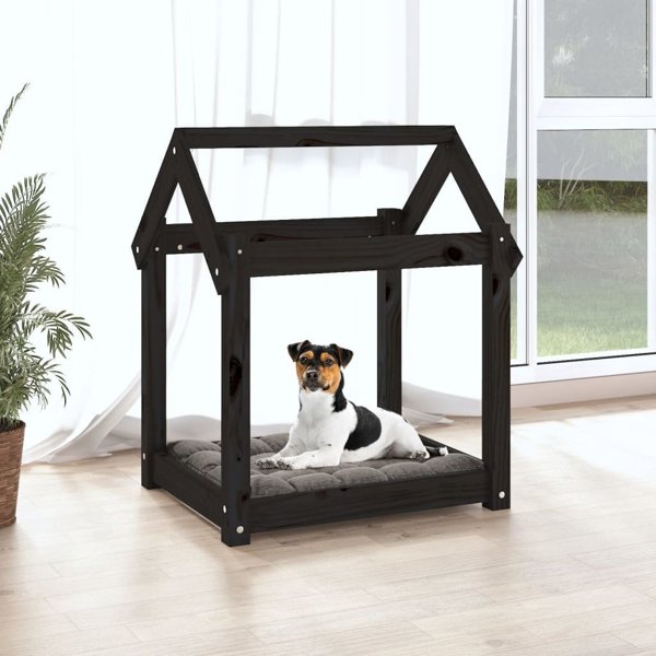 vidaXL vidaXL Legowisko dla psa, czarne, 61x50x70 cm, lite drewno sosnowe