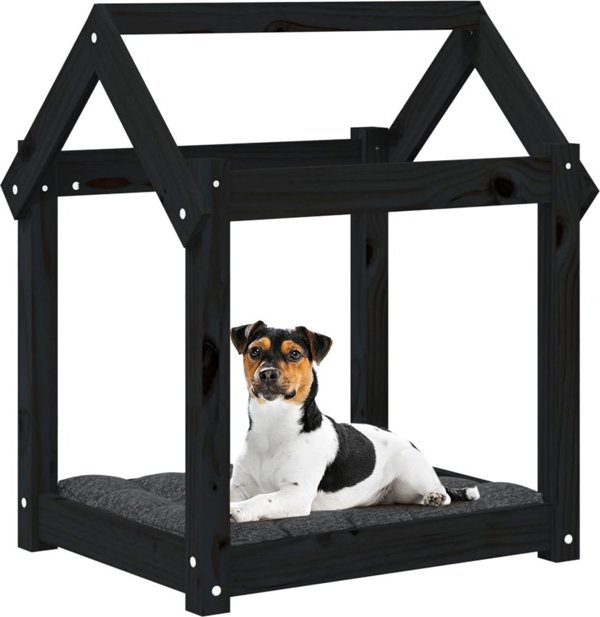 vidaXL vidaXL Legowisko dla psa, czarne, 61x50x70 cm, lite drewno sosnowe