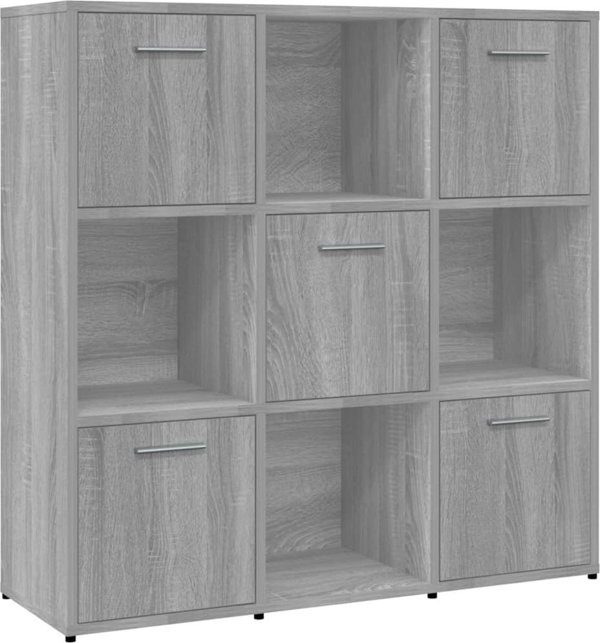 vidaXL Regal na knihki szary dab sonoma 90x30x90 cm