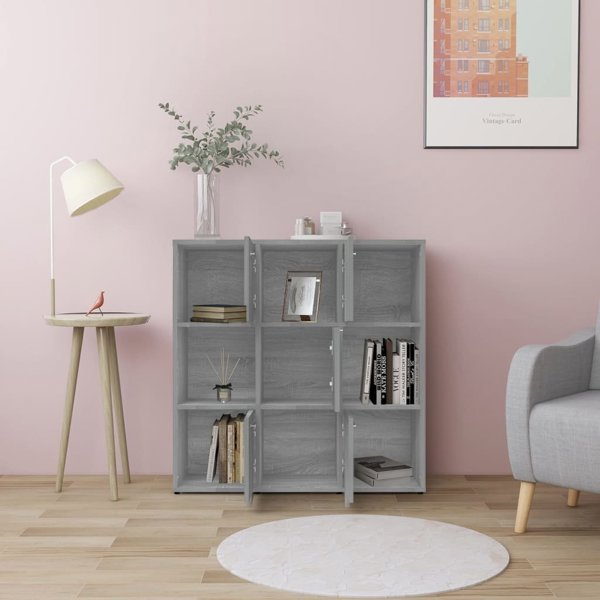 vidaXL Regal na knihki szary dab sonoma 90x30x90 cm