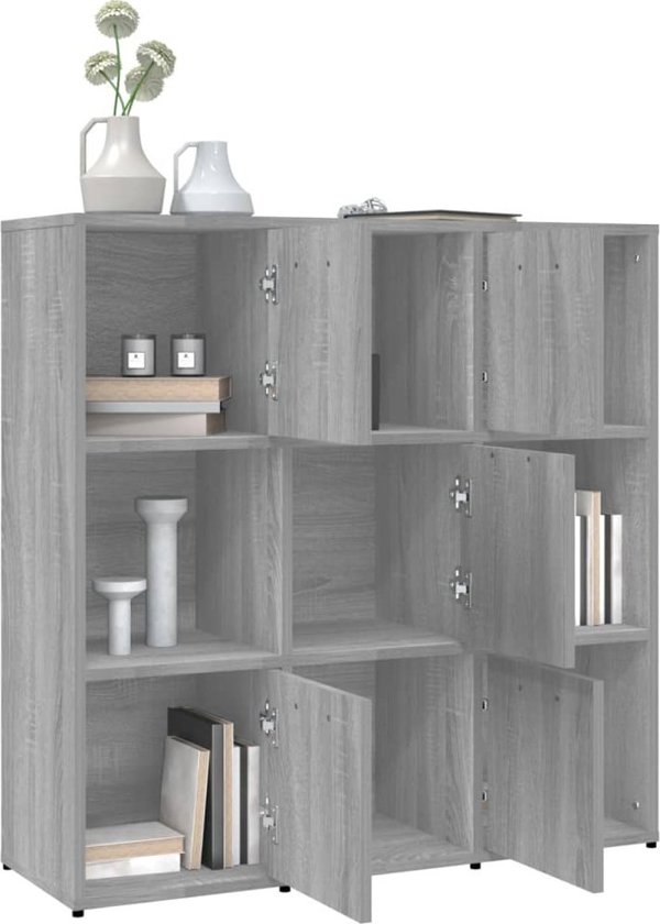 vidaXL Regal na knihki szary dab sonoma 90x30x90 cm