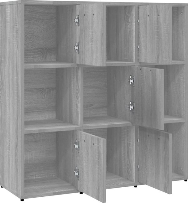 vidaXL Regal na knihki szary dab sonoma 90x30x90 cm