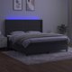 vidaXL Λουτζκο κοντινεντάλε με στρώμα και LED, γκρι βελούδο 180x200 cm
