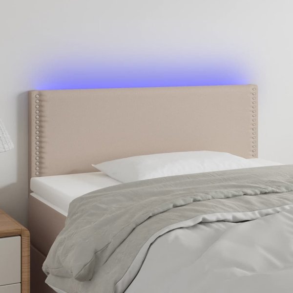 vidaXL Κεφαλάρι κρεβατιού με LED, καπουτσίνο, 80x5x78/88 cm, δερματίνη