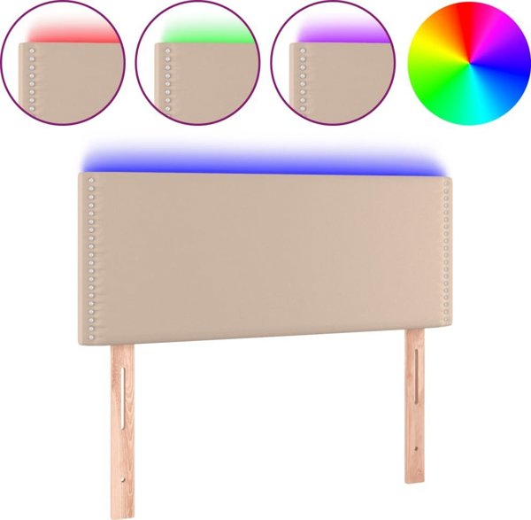 vidaXL Κεφαλάρι κρεβατιού με LED, καπουτσίνο, 80x5x78/88 cm, δερματίνη