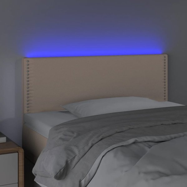 vidaXL Κεφαλάρι κρεβατιού με LED, καπουτσίνο, 80x5x78/88 cm, δερματίνη