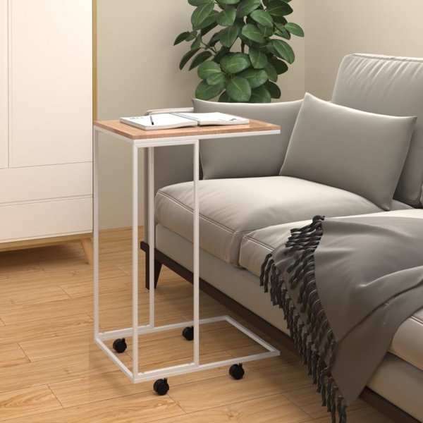 vidaXL Βοηθητικό τραπεζάκι με ρόδες, λευκό, 40x30x63,5 cm
