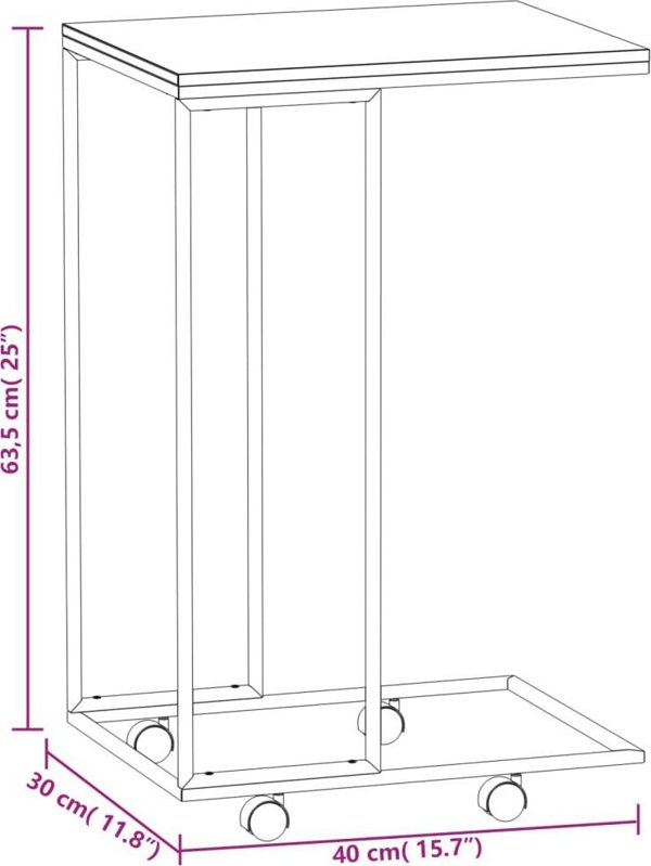 vidaXL Βοηθητικό τραπεζάκι με ρόδες, λευκό, 40x30x63,5 cm