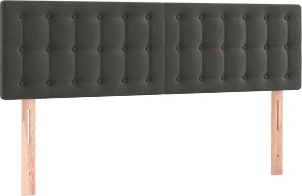 vidaXL Κεφαλάρι Κρεβατιού με LED, Σκούρο Γκρι, 144x5x78/88 εκ., βελούδο