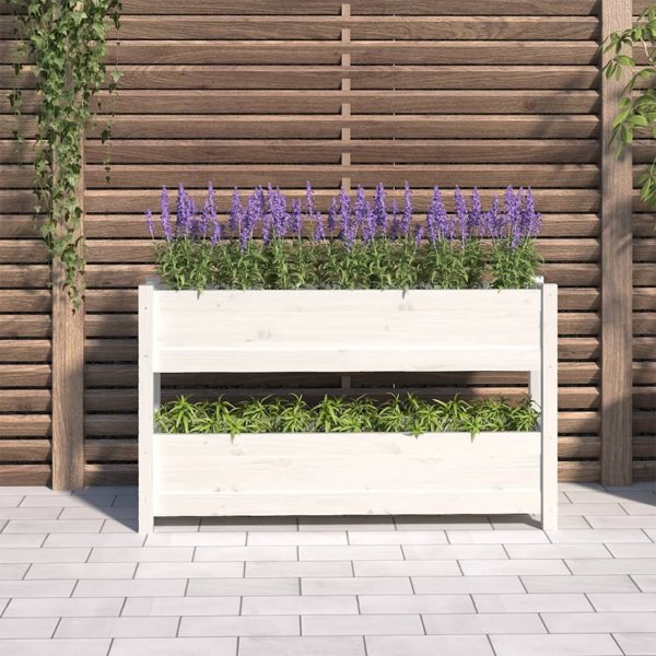 vidaXL Donica λευκή 112x25x66 cm από μασίφ πεύκο