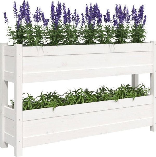 vidaXL Donica λευκή 112x25x66 cm από μασίφ πεύκο
