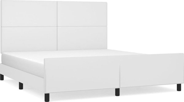 vidaXL Rama κρεβατιού με κεφαλάρι, λευκή, 160x200cm, με επένδυση από τεχνητό δέρμα