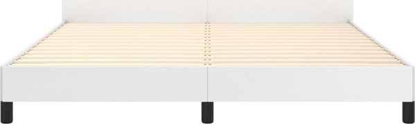 vidaXL Rama κρεβατιού με κεφαλάρι, λευκή, 160x200cm, με επένδυση από τεχνητό δέρμα