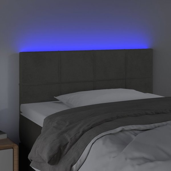 Κεφαλάρι κρεβατιού vidaXL με LED, σκούρο γκρι, 90x5x78/88 cm, βελούδο