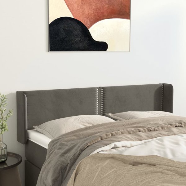 vidaXL Zaglowek uszak, ciemnoszary, 147x16x78/88 cm, aksamit