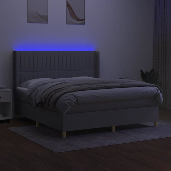 vidaXL Κρεβάτι κοντινένταλ με στρώμα, ανοιχτό γκρι, 180x200 εκ, ύφασμα
