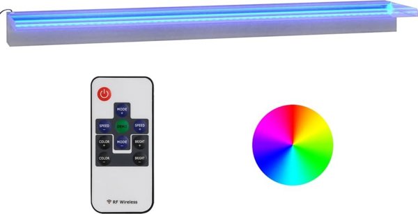 vidaXL Wylewka do wodospadu z RGB LED, stal nierdzewna, 108 cm