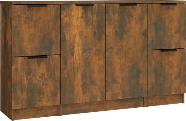 vidaXL Komoda 3-czesciowa przydymiony dab, material drewnopochodny