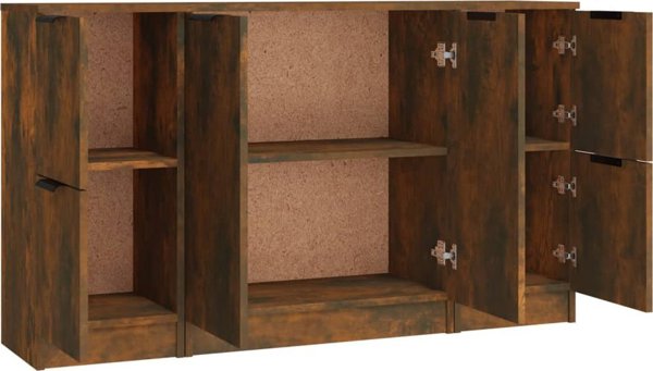 vidaXL Komoda 3-czesciowa przydymiony dab, material drewnopochodny