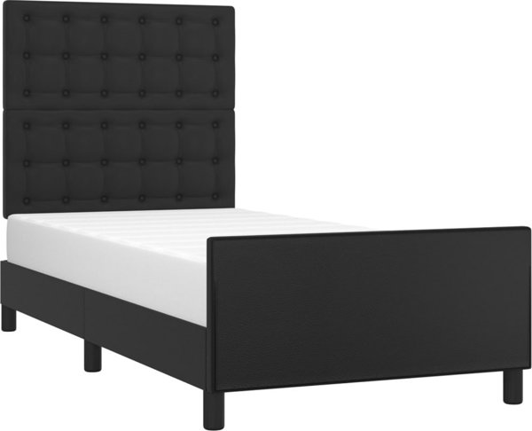 vidaXL Κρεβατοκάμαρα με κεφαλάρι, μαύρη, 100x200 cm, με τεχνητό δέρμα