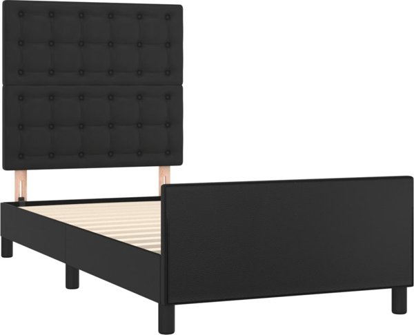 vidaXL Κρεβατοκάμαρα με κεφαλάρι, μαύρη, 100x200 cm, με τεχνητό δέρμα