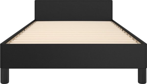 vidaXL Κρεβατοκάμαρα με κεφαλάρι, μαύρη, 100x200 cm, με τεχνητό δέρμα