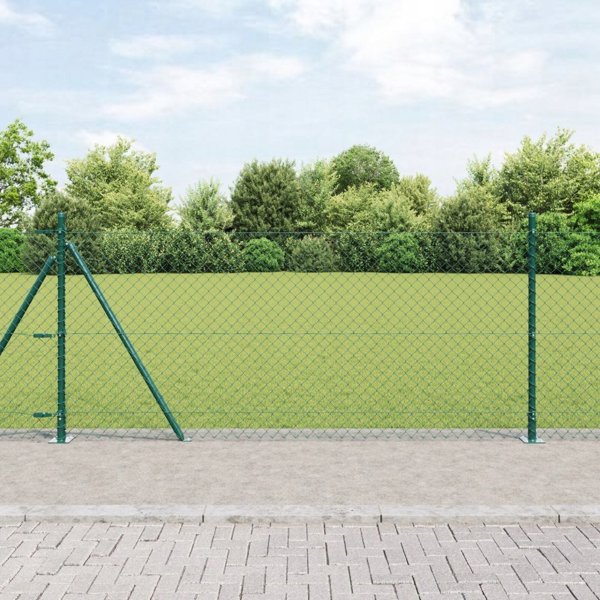 vidaXL Ogrodzenie lancuchowe z 13 wspornikami 1x25 m ze stali ocynkowanej