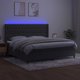 vidaXL Κρεβάτι κρεπεριέρας με στρώμα και LED, βελούδο γκρι, 200x200 cm