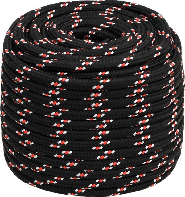 vidaXL Linka zeglarska, czarna, 18 mm, 25 m, polipropylen