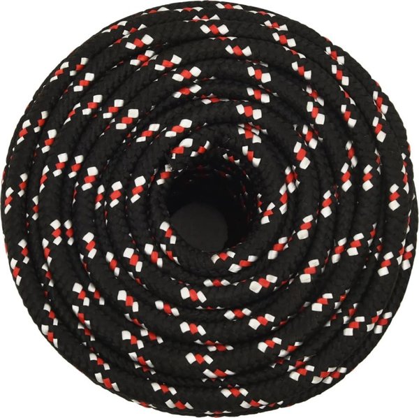 vidaXL Linka zeglarska, czarna, 18 mm, 25 m, polipropylen