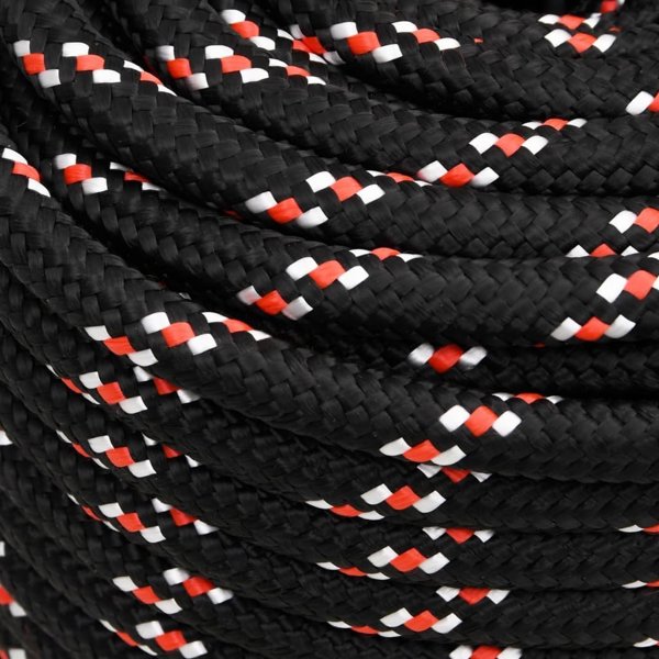 vidaXL Linka zeglarska, czarna, 18 mm, 25 m, polipropylen