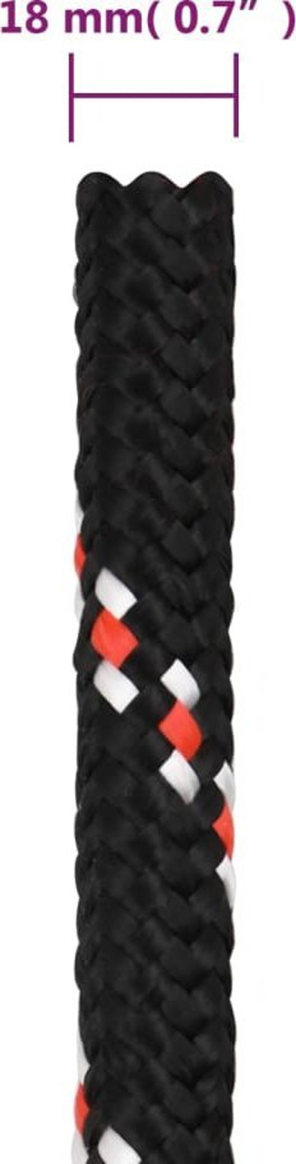 vidaXL Linka zeglarska, czarna, 18 mm, 25 m, polipropylen