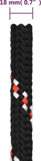 vidaXL Linka zeglarska, czarna, 18 mm, 25 m, polipropylen