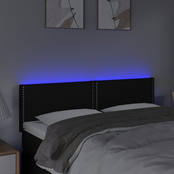 vidaXL Κεφαλάρι κρεβατιού με LED, μαύρο, 144x5x78/88 cm, ύφασμα