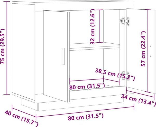 vidaXL Κομότα από Παλιό Ξύλο, Διαστάσεις 80x40x75 εκ.