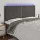 vidaXL Κεφαλάρι κρεβατιού με LED, σκούρο γκρι, 160x5x118/128 cm, βελούδο