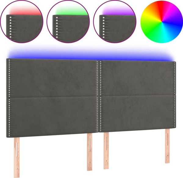 vidaXL Κεφαλάρι κρεβατιού με LED, σκούρο γκρι, 160x5x118/128 cm, βελούδο