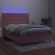 vidaXL Lozko kontynentalne z materacem i LED, rozowy aksamit 140x190 cm